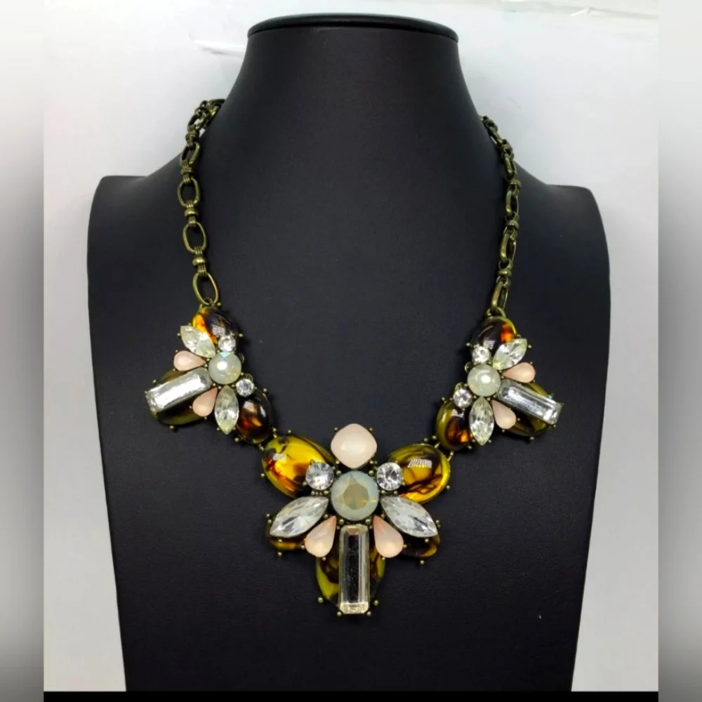 Bauble Bar Faux Tortoise Rhinestone Statement Necklace
